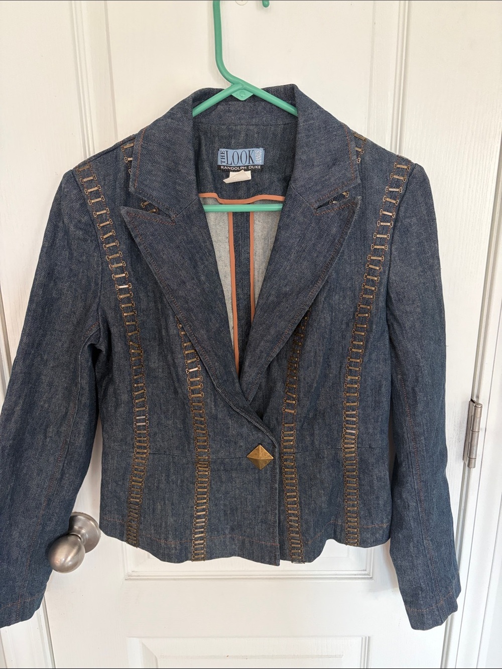 Vintage Randolph Duke The Look Jeanious Denim Blazer Jacket w metal accents